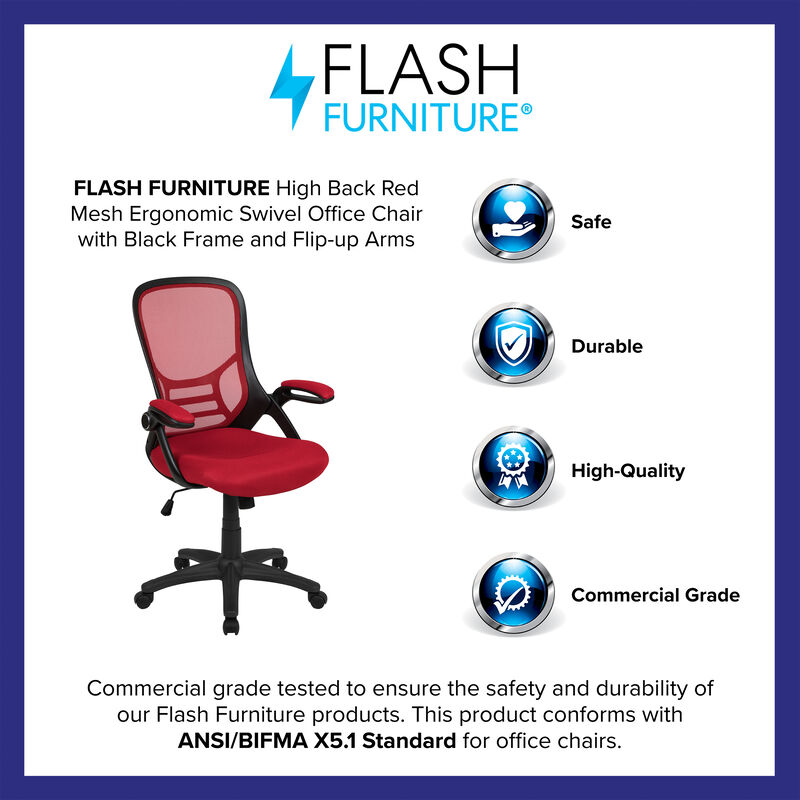 Porter High Back   Mesh Ergonomic Swivel Office Chair with Frame and Flip-up Arms image number 9