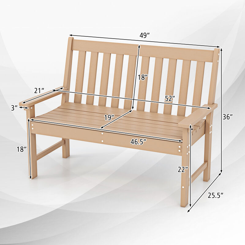 All-Weather HDPE Outdoor Bench with Backrest and Armrests