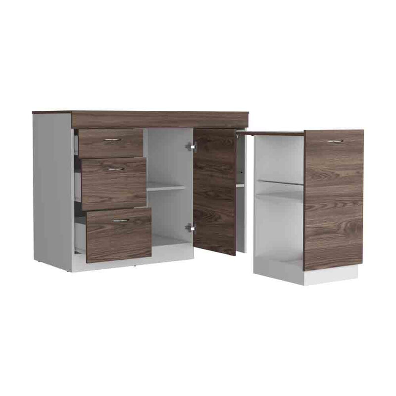 Kitchen Island Metask, Kitchen, White / Dark Walnut