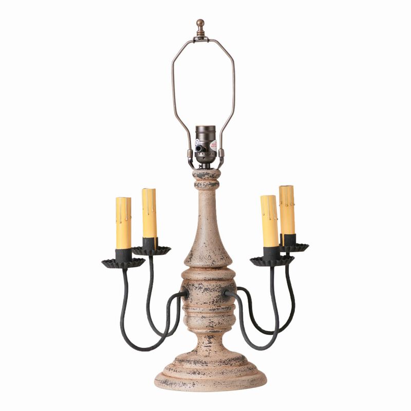 Irvins Country Tinware Jamestown Wood Table Lamp Base In Hartford Buttermilk image number 0