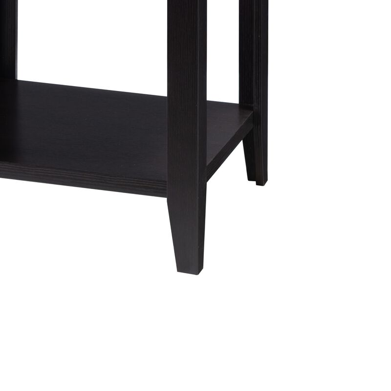 Wooden End Table with Open Bottom Shelf and Chamfered Legs, Brown-Benzara