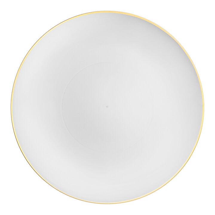 7.5" White with Gold Rim Organic Round Plastic Salad Plates (120 Plates)