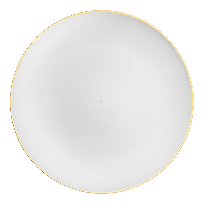 7.5" White with Gold Rim Organic Round Plastic Salad Plates (120 Plates) image number 0