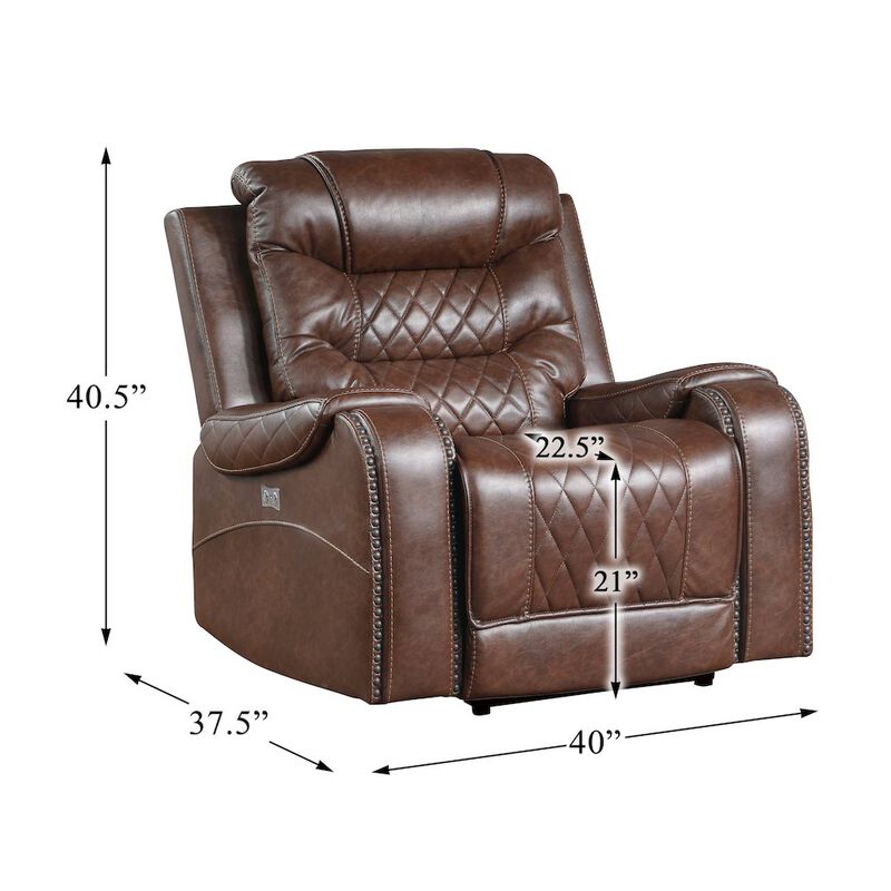 Lexicon Putnam Faux Leather Power Reclining Chair In Brown