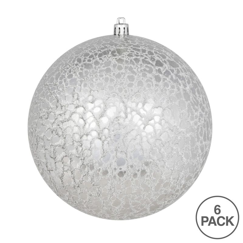 Silver Crackle Ball Ornament 6/Bag image number 2