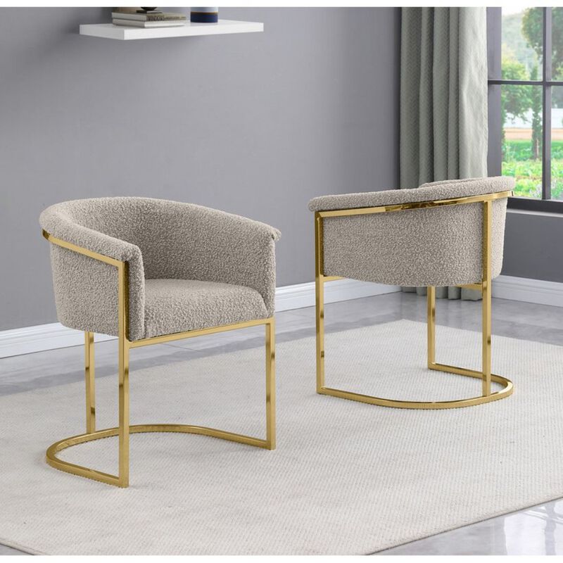 Best Quality Furniture Best Quality Teddy Boucle In Gray Side Chair - Set Of 2