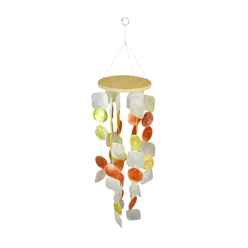 Amber, Yellow and White Capiz Shell Mini Wind Chime Garden Patio Yard image number 0