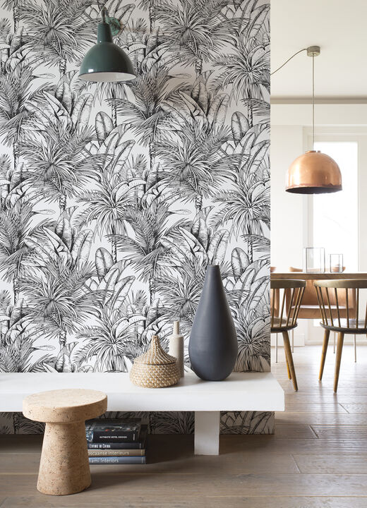 Serra White Palm Wallpaper