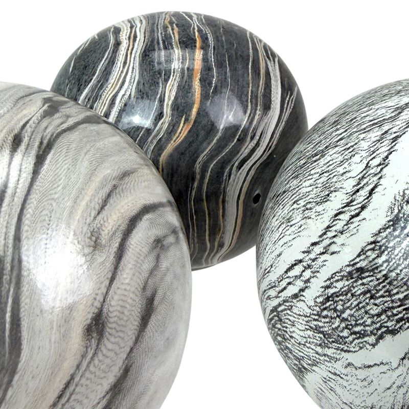 Decorative Orb Set Of 3 Grey Marbled Ceramic Spheres 4 In Tabletop Decor image number 3
