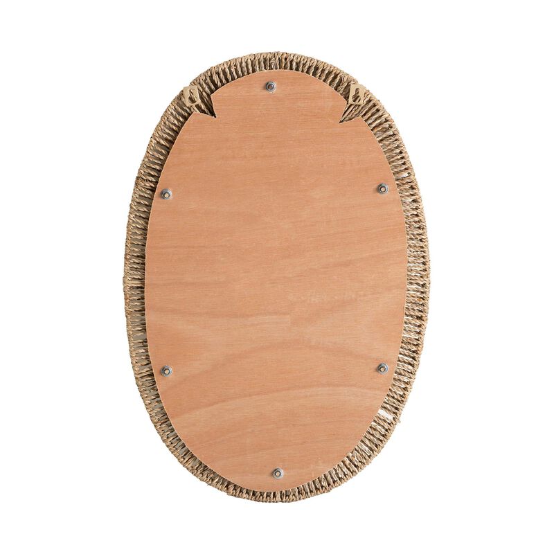 bali & pari Elwyn Modern Bohemian Metal and Natural Brown Seagrass Accent Wall Mirror