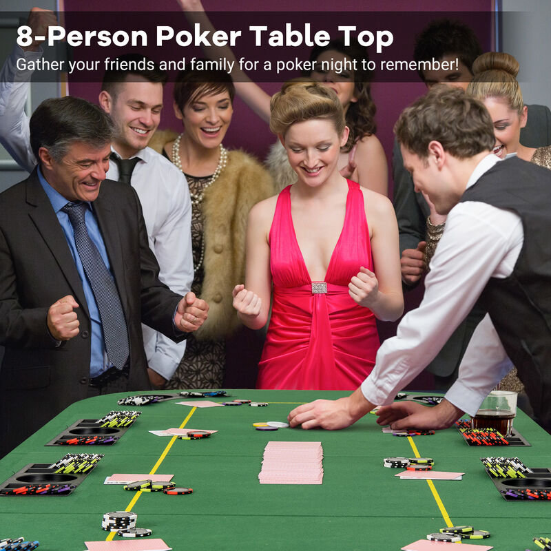 Foldable Poker Table Top for 8 Players with Cup Holders and Carrying Bag image number 4