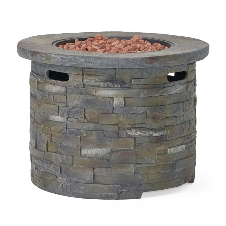 Christopher Knight Home Blaeberry Outdoor 40,000 BTU Lightweight Concrete Circular Fire Pit Table