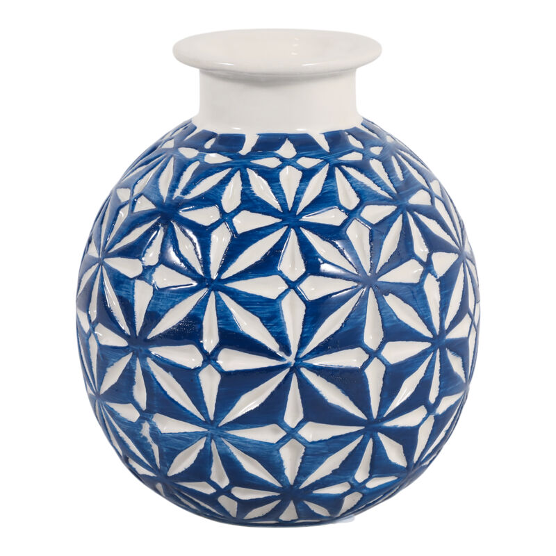 Cer, 6"h Daisy Vase, Blue image number 2