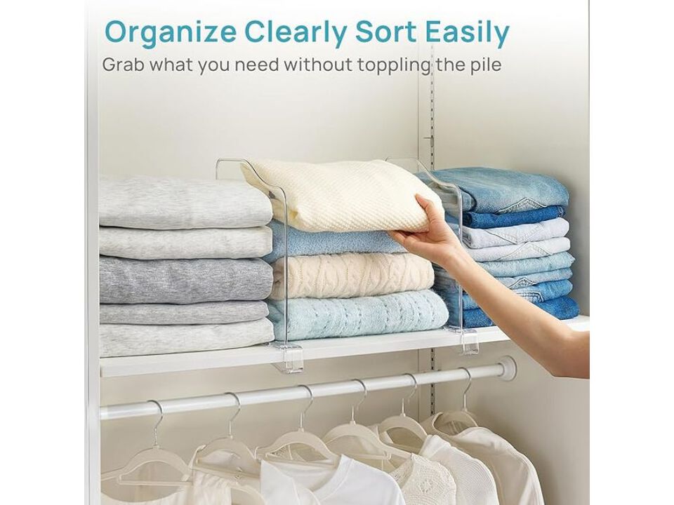 8-Pack Shelf Dividers for Closet  12-Inch Clear Plastic Closet Organizers