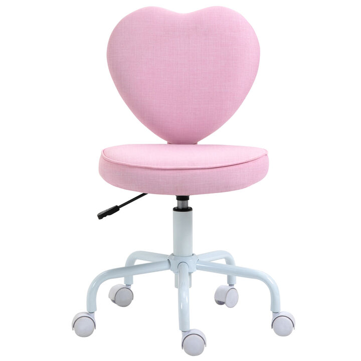 Rolling Upholstery Leisure Lounge Vanity Chair with Heart Back and Sponge Seat
