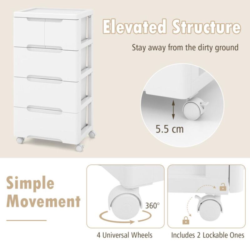 Hivvago Rolling Storage Cabinet with Universal Wheels and Drawers