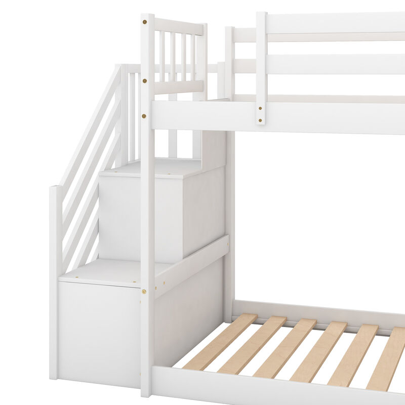Merax Twin over Twin Bunk Bed with Convertible Slide and Stairway