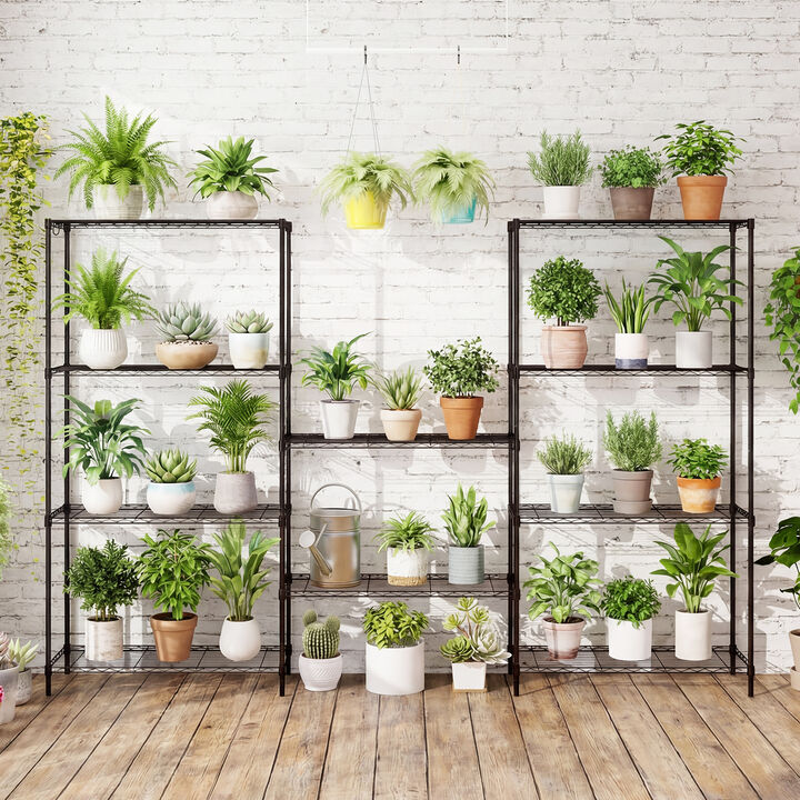 2 Pack 5 Tier Wire Shelving Units with Metal Frame for Garage and Warehouse-Black