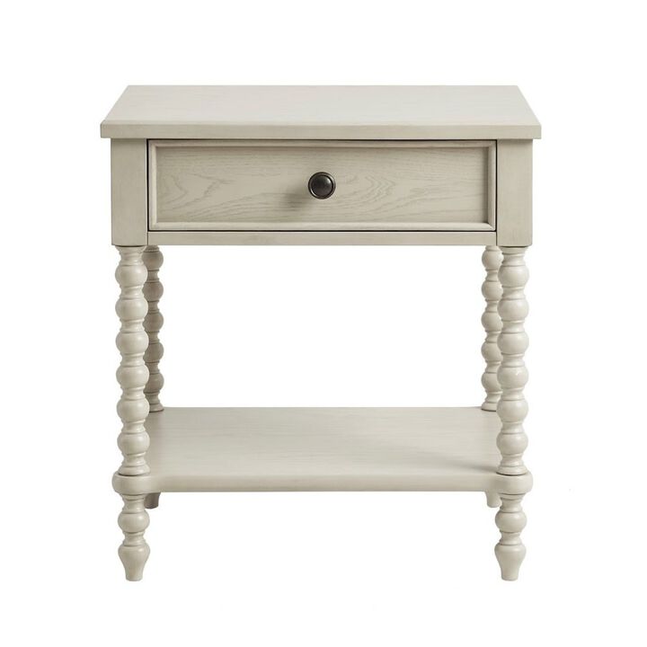 Starlight Canyon Home Beige Bedside Table With Solid Wood Frame And Mdf With Wood Veneer Finish