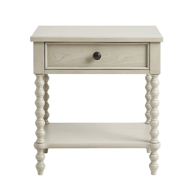 Starlight Canyon Home Beige Bedside Table With Solid Wood Frame And Mdf With Wood Veneer Finish