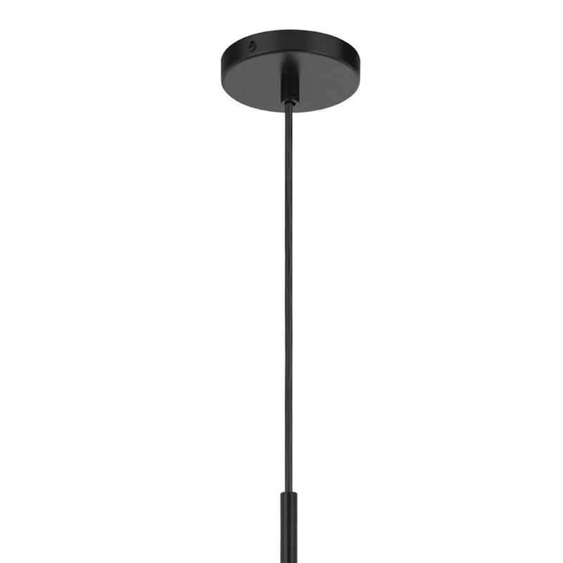 Pendant Light, Round Smoked Glass Shade, Brown Wood Accent, Black Metal image number 5