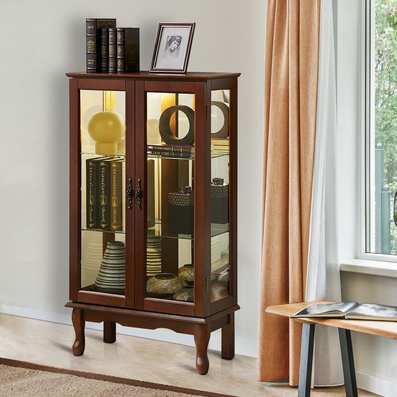 Streamdale Lighted Display Cabinet with Mirrored Back and Adjustable Shelves image number 5