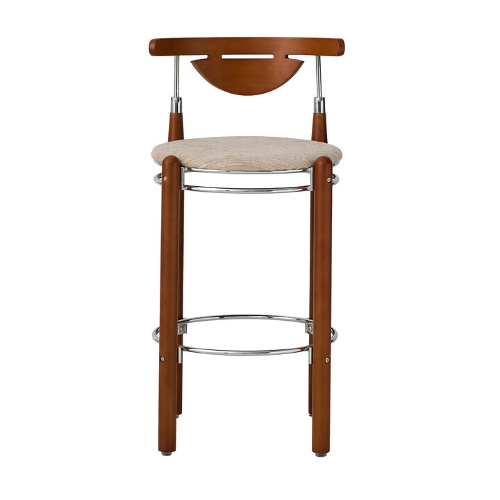 Pasargad Home Nikko Bar Stool Set of 2 – Beige/Brown