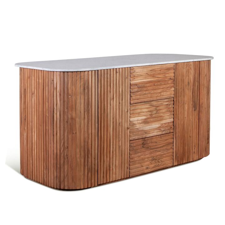 Kensington 68" Kitchen Island with Marble Top