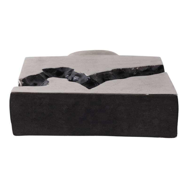 10x8" Carved Middle Metal Vase, Silver/ Black image number 5