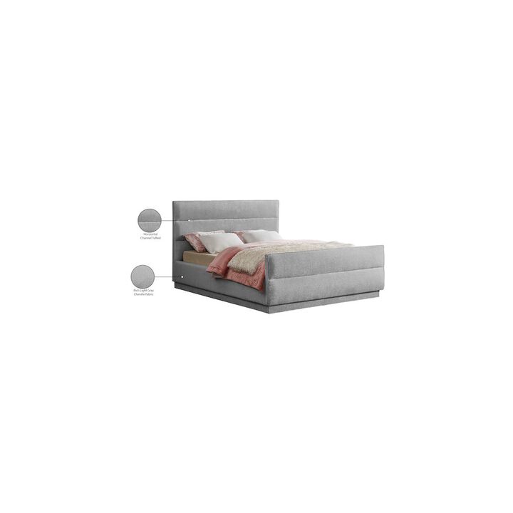 Meridian Furniture Paxton Grey Chenille Fabric King Bed