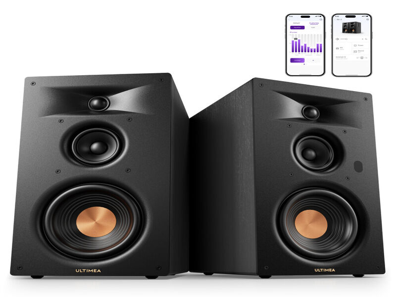 ULTIMEA BS-3 3-Way Powered Bookshelf Speakers, 70W RMS with 5.25" Woofer, HDMI ARC, Bluetooth 6.0, Auracast, App Control, BassMX image number 0