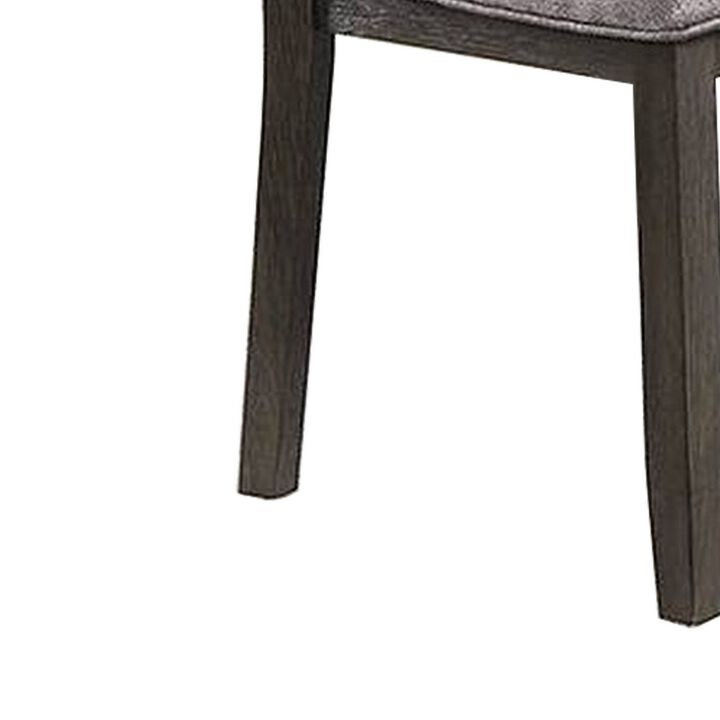 Lexi 24 Inch Dining Side Chair, Padded Seat, Set of 2, Gray, Dark Brown-Benzara