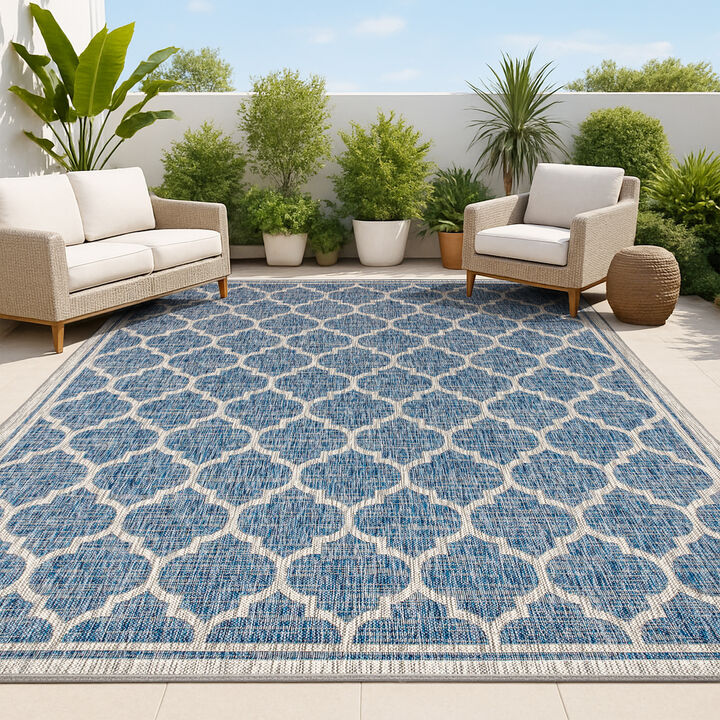 Trebol Moroccan Trellis Textured Weave Indoor/Outdoor Area Rug