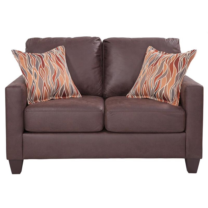 American Furniture Classics Loveseat with Two Accent Pillows, Brown