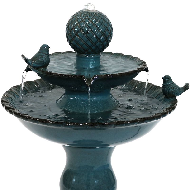 Sunnydaze Resting Birds Ceramic Outdoor 2-Tier Water Fountain