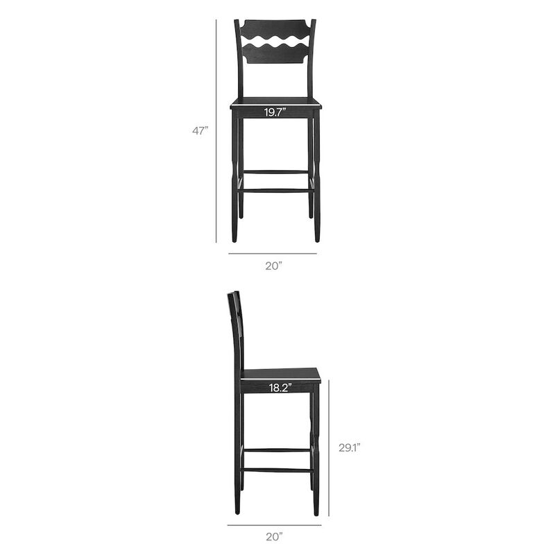 Jax Oak Wood Bar Stool With Wavy Razor Back image number 2