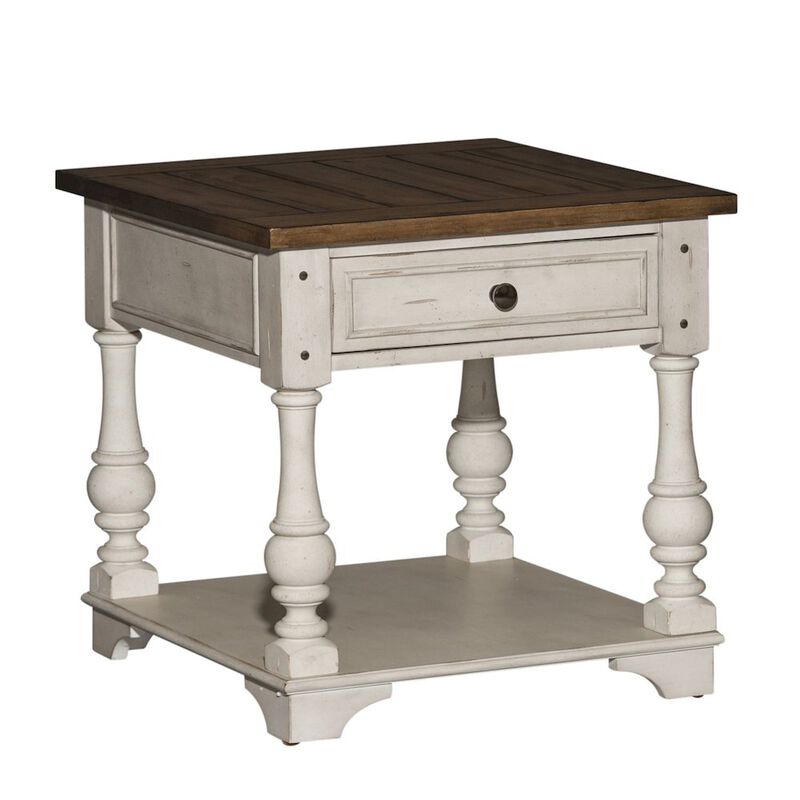 Liberty Furniture 3 PcLiving Room Set - Wood Cocktail Table, 2 End Tables - Antique White Tobacco image number 2