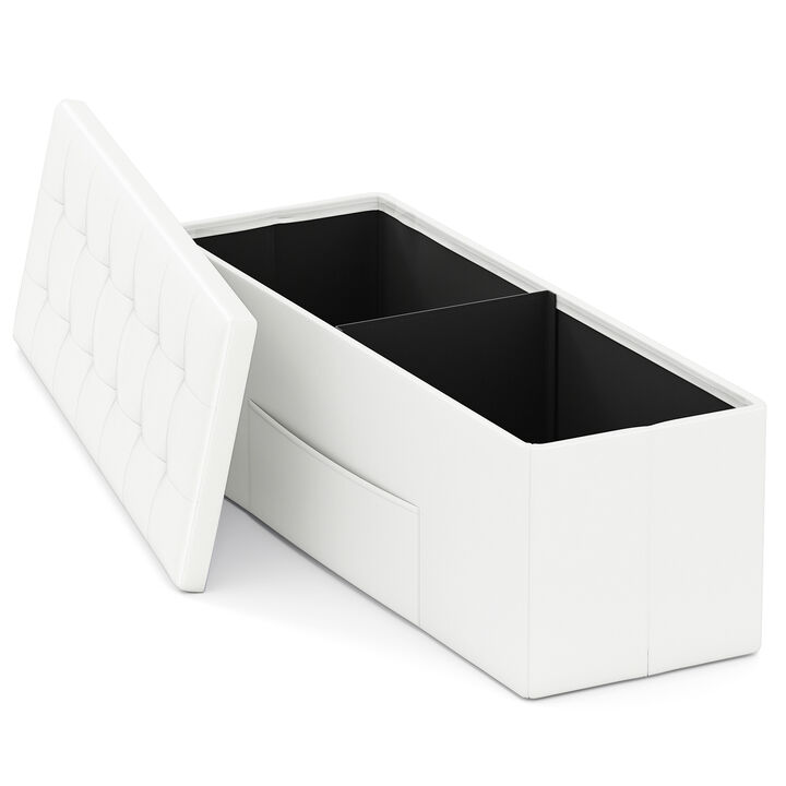 Multi-Use Folding Ottoman Bench with Storage and Footrest