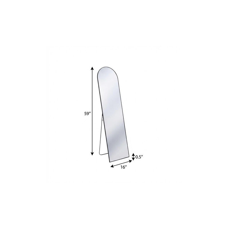 HomeRoots 59" Black Metal Arch Wall Mounted Leaning Or Freestanding Framed Full Length Mirror image number 5