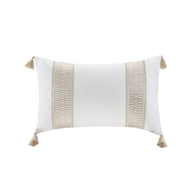 Gracie Mills Randall Embroidered Cotton Oblong Pillow with Tassels