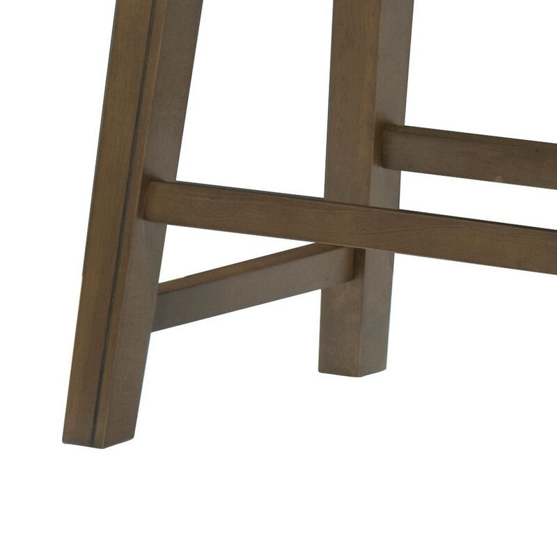 Miel 20 Inch Dining Stool, Red Faux Leather, Brown Solid Wood, Nailheads