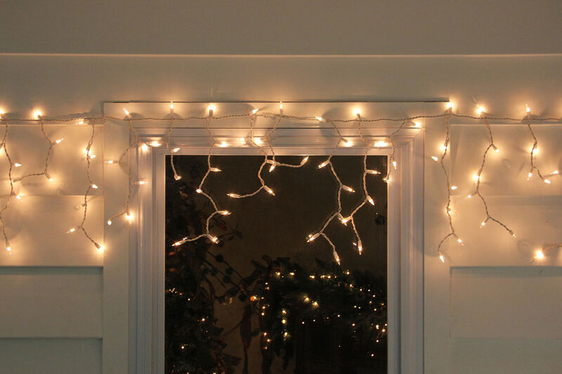300 Clear Mini Icicle Christmas Lights - 13.5 ft White Wire