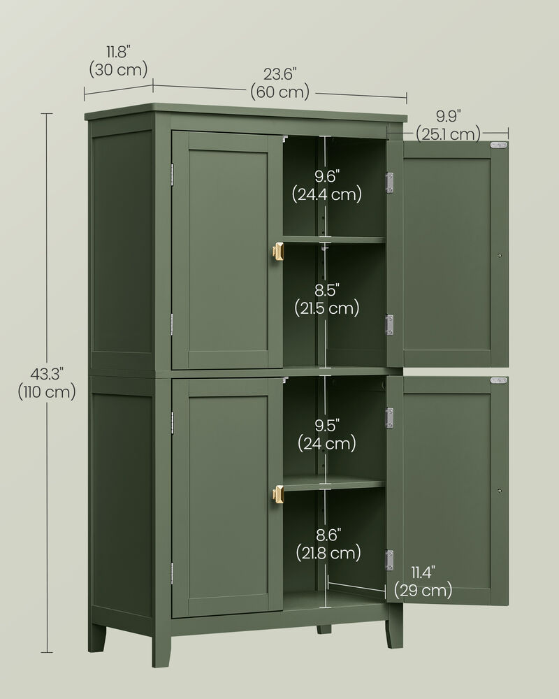 Versatile Bathroom Floor Storage Cabinet with Adjustable Shelves and Stylish Finish