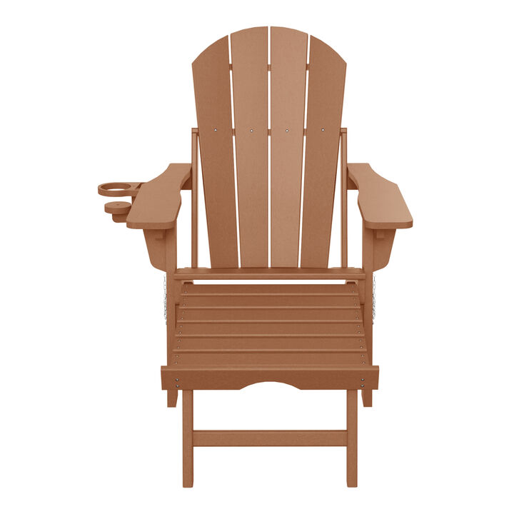 WestinTrends Folding Adjustable Adirondack Chair with Retractable Ottoman and Cup Holder