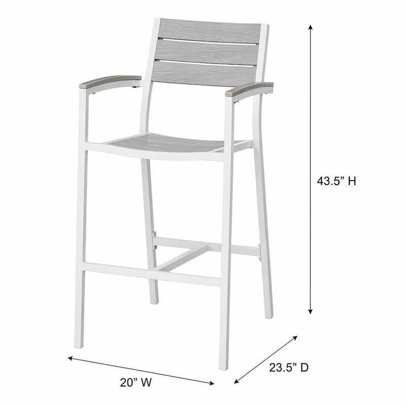 Aluminum Outdoor Patio Bar Stool with Armrests and Cushioned Seat image number 4