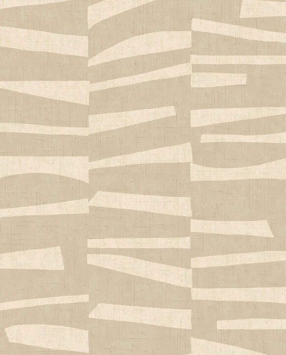Ode Beige Staggered Stripes Wallpaper
