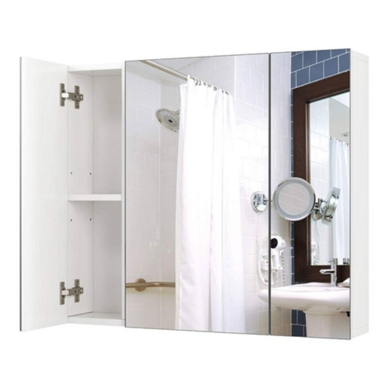 Wall Mounted Bathroom Mirror Cabinet – 3-Door Modern Medicine Storage Cupboard
