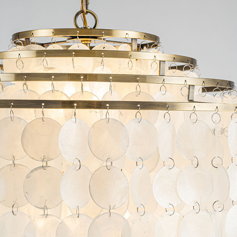 6-Light 22" Glam Coastal Capiz Tiered Chandelier With Natural Seashells image number 5
