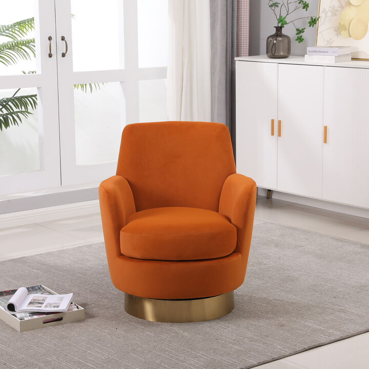 Streamdale Orange Velvet Swivel Accent Chair