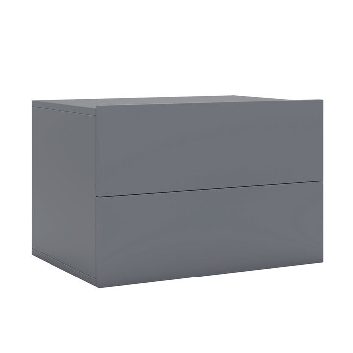 Wall-Mounted Floating Nightstand with 2 Drawers for Bedroom Storage